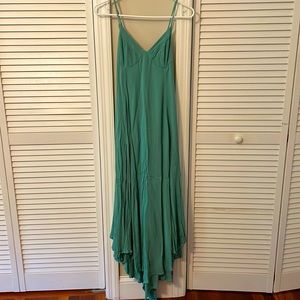 Free People Teal Mint Aqua Asymmetric Gauzy Maxi Dress